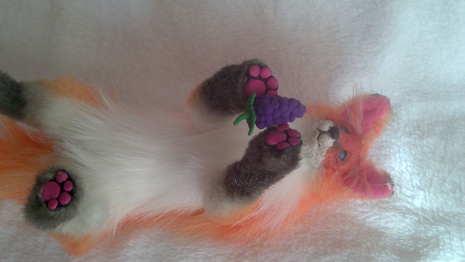 frame fox - My, Polymer clay, Author's toy, Longpost, Fur, Fox, Handmade