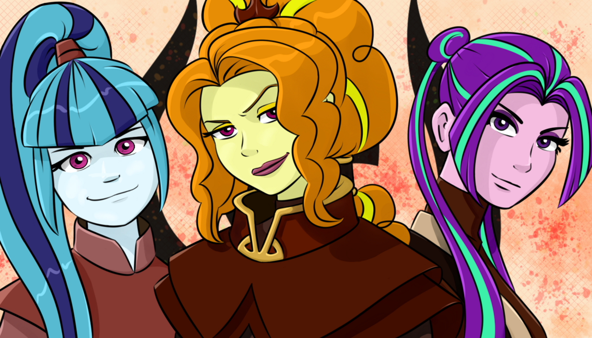 Fire Nation Dazzles - My Little Pony, Equestria Girls, Sonata Dusk, Adagio Dazzle, Aria Blaze, Dazzlings, Crossover, Аватар, Кроссовер, Аватар: Легенда об Аанге