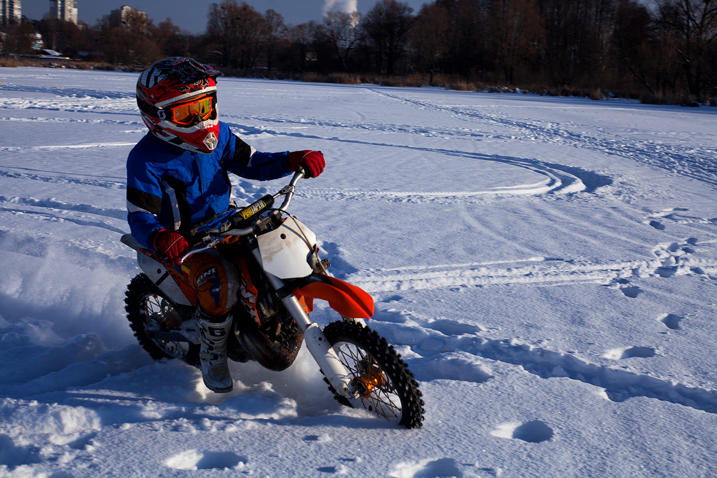 I envy him! - My, Moto, Motocross, On ice, Lake, Snow, Winter, The photo, Longpost