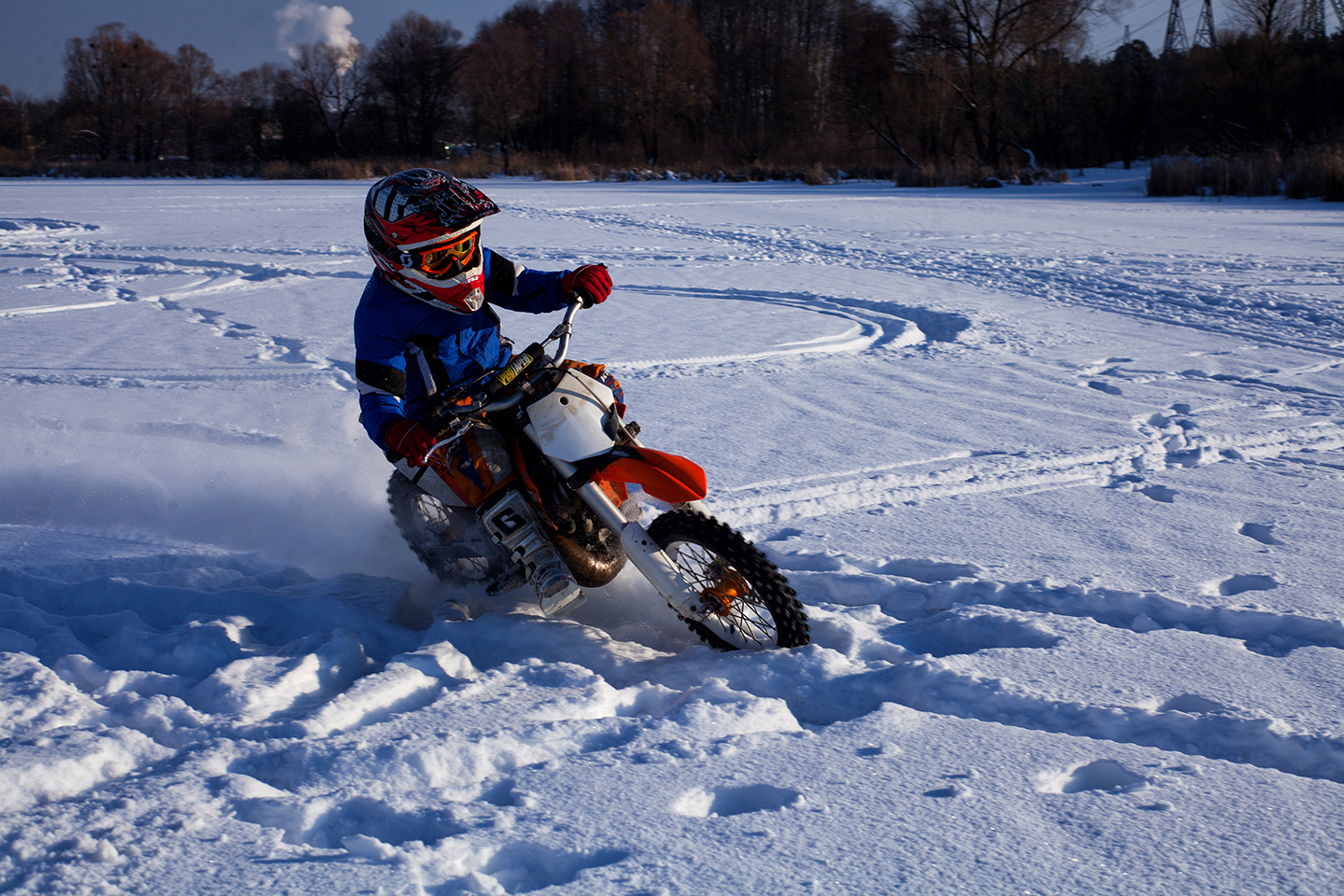 I envy him! - My, Moto, Motocross, On ice, Lake, Snow, Winter, The photo, Longpost