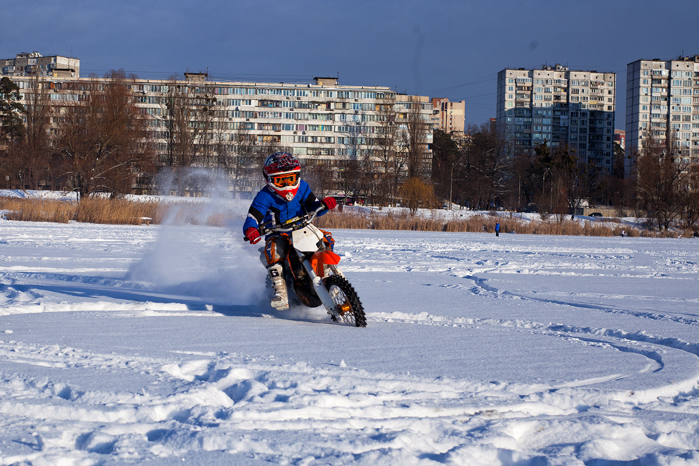 I envy him! - My, Moto, Motocross, On ice, Lake, Snow, Winter, The photo, Longpost