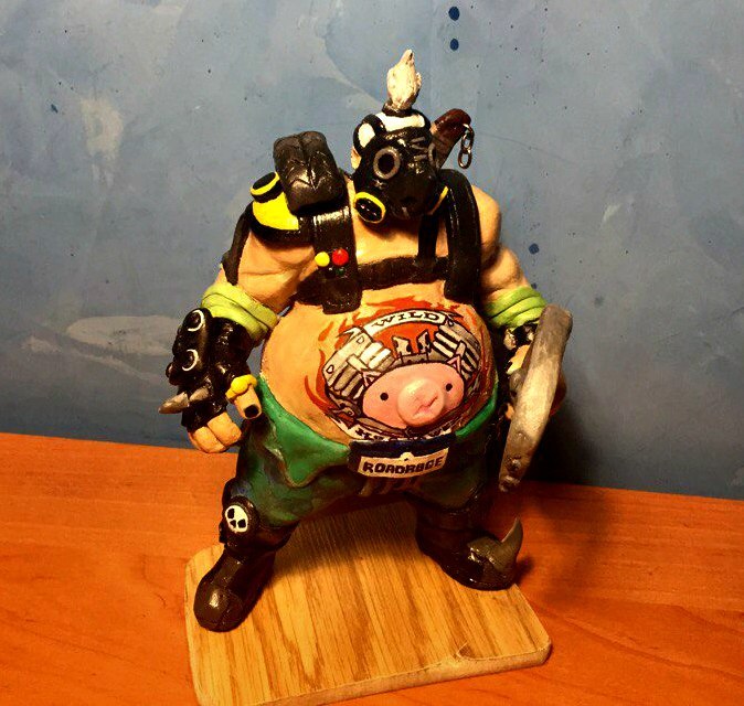 Roadhog with: - My, Blizzard, Overwatch, Roadhog, My, Лепка, Polymer clay, Longpost