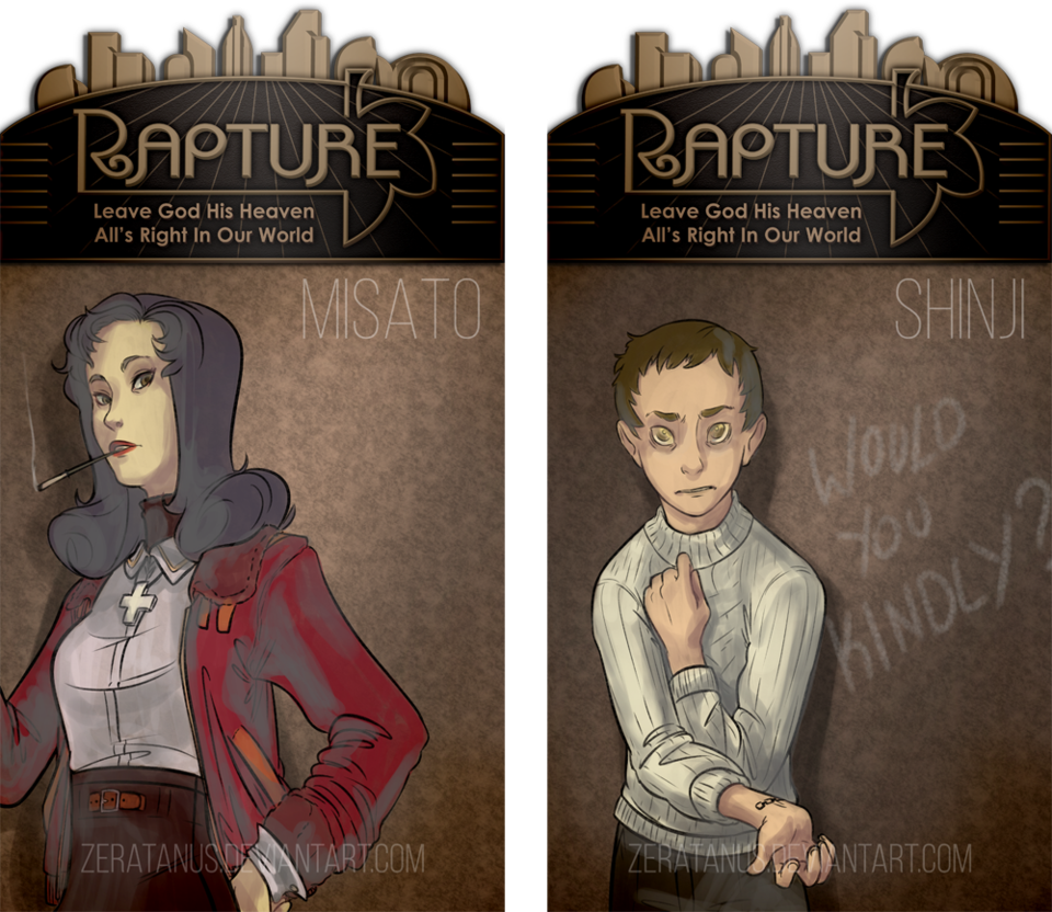 Rapture 3 - Art, Deviantart, BioShock, Evangelion, Crossover, Rapture, Longpost, Anime