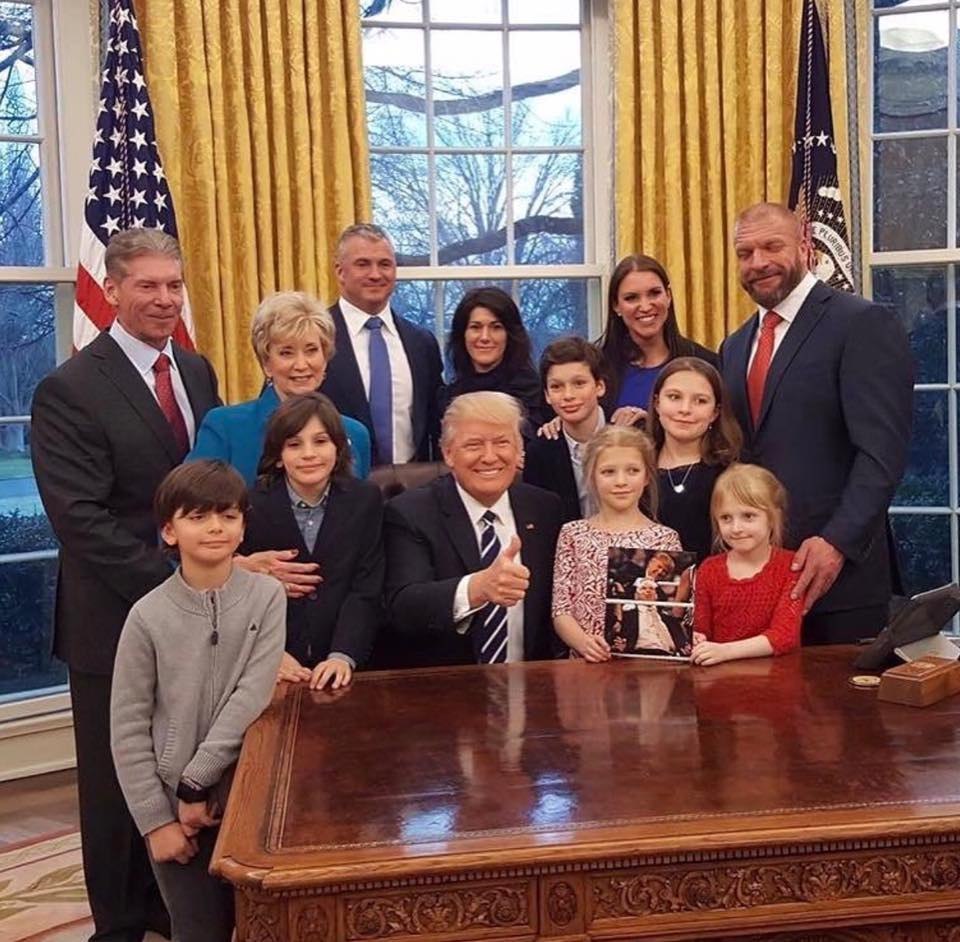 WWE owner Vince McMahon and his family visiting his friend, WWE Hall of Famer and President of America - Donald Trump - Donald Trump, WWE, Wrestling, Politics