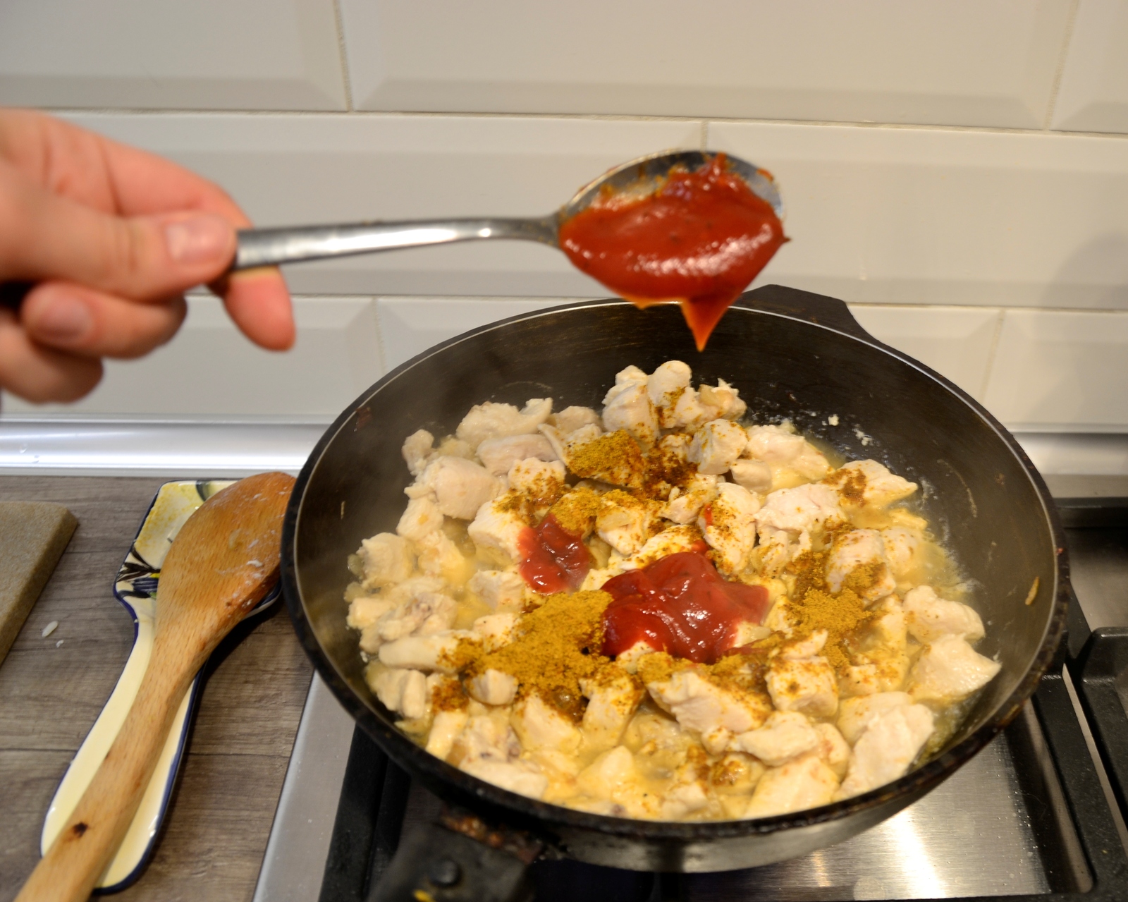 Quick chicken in curry sauce - My, Recipe, Hen, Quickly, Om-Nom-nom, Longpost