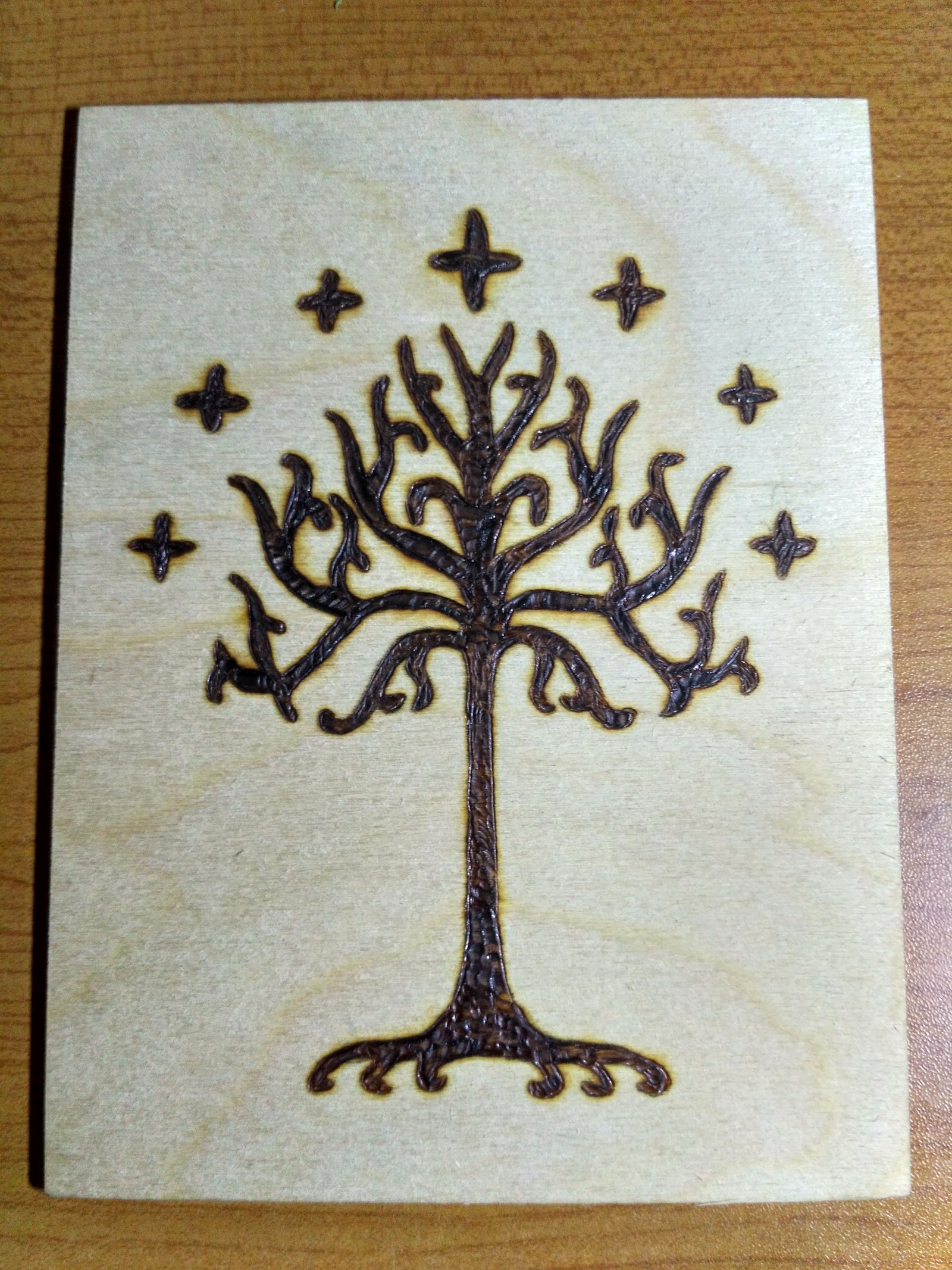 White Tree of Gondor - My, Pyrography, Lord of the Rings, , Longpost