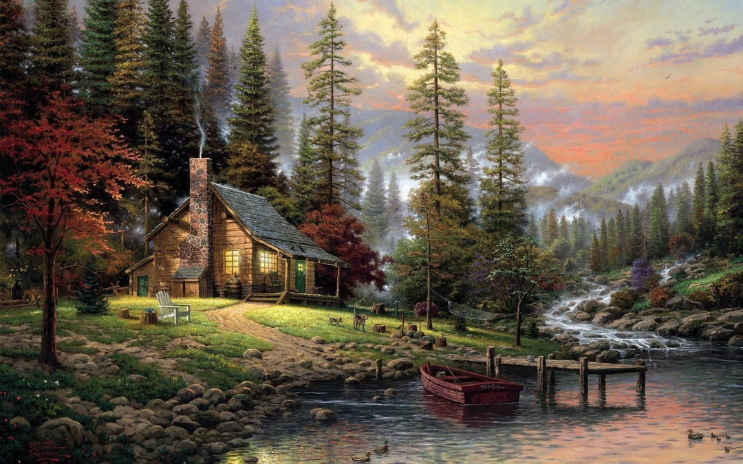 landscape at leisure - My, House, The mountains, Drawing, Forest