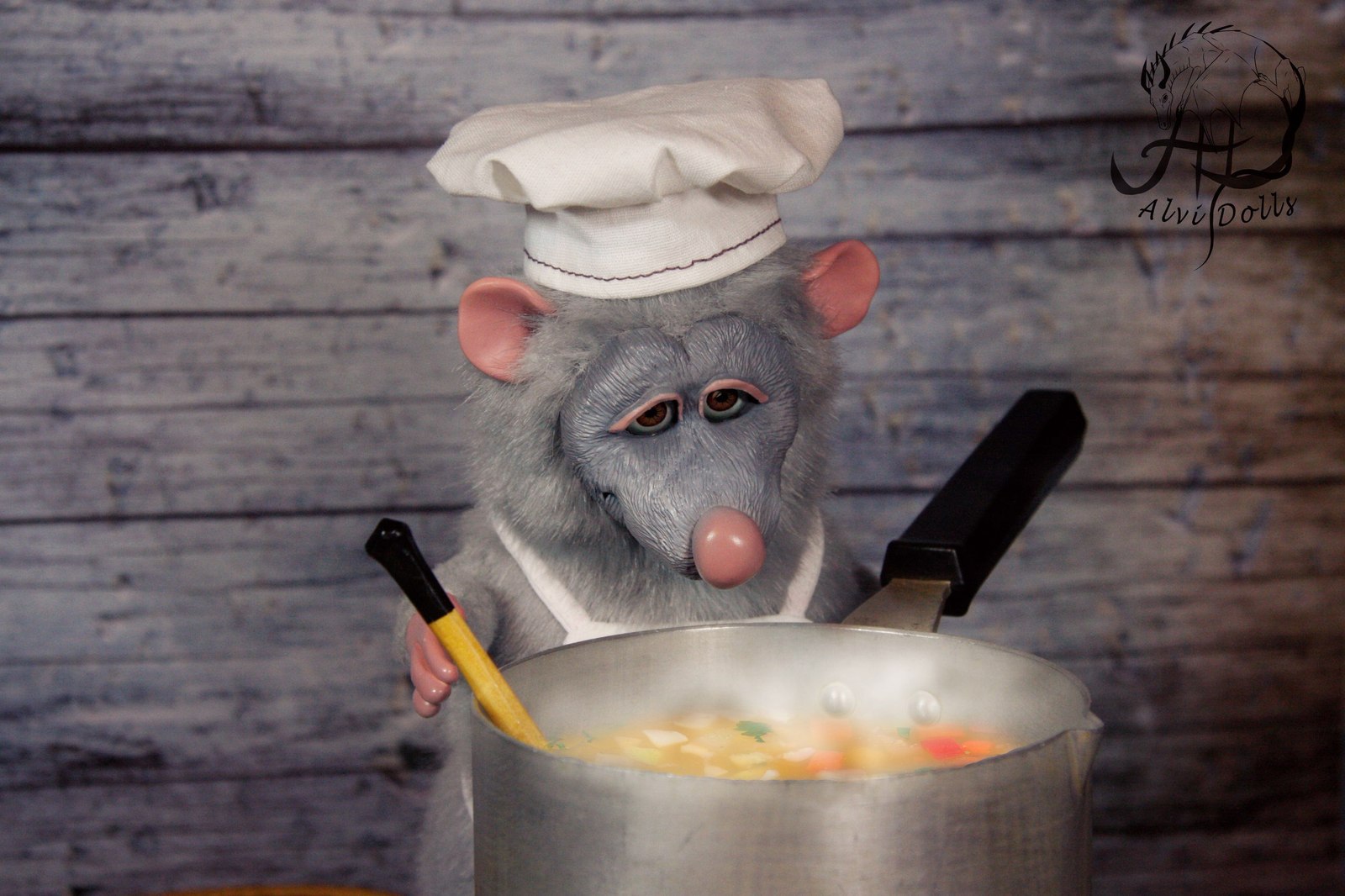 Rat Chef (based on the cartoon) - My, Polymer clay, Author's toy, Mixed media, With your own hands, Needlework, Longpost