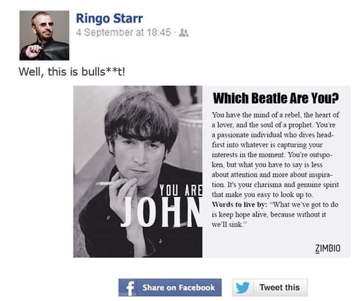 About online tests - The beatles, Ringo Starr, Test