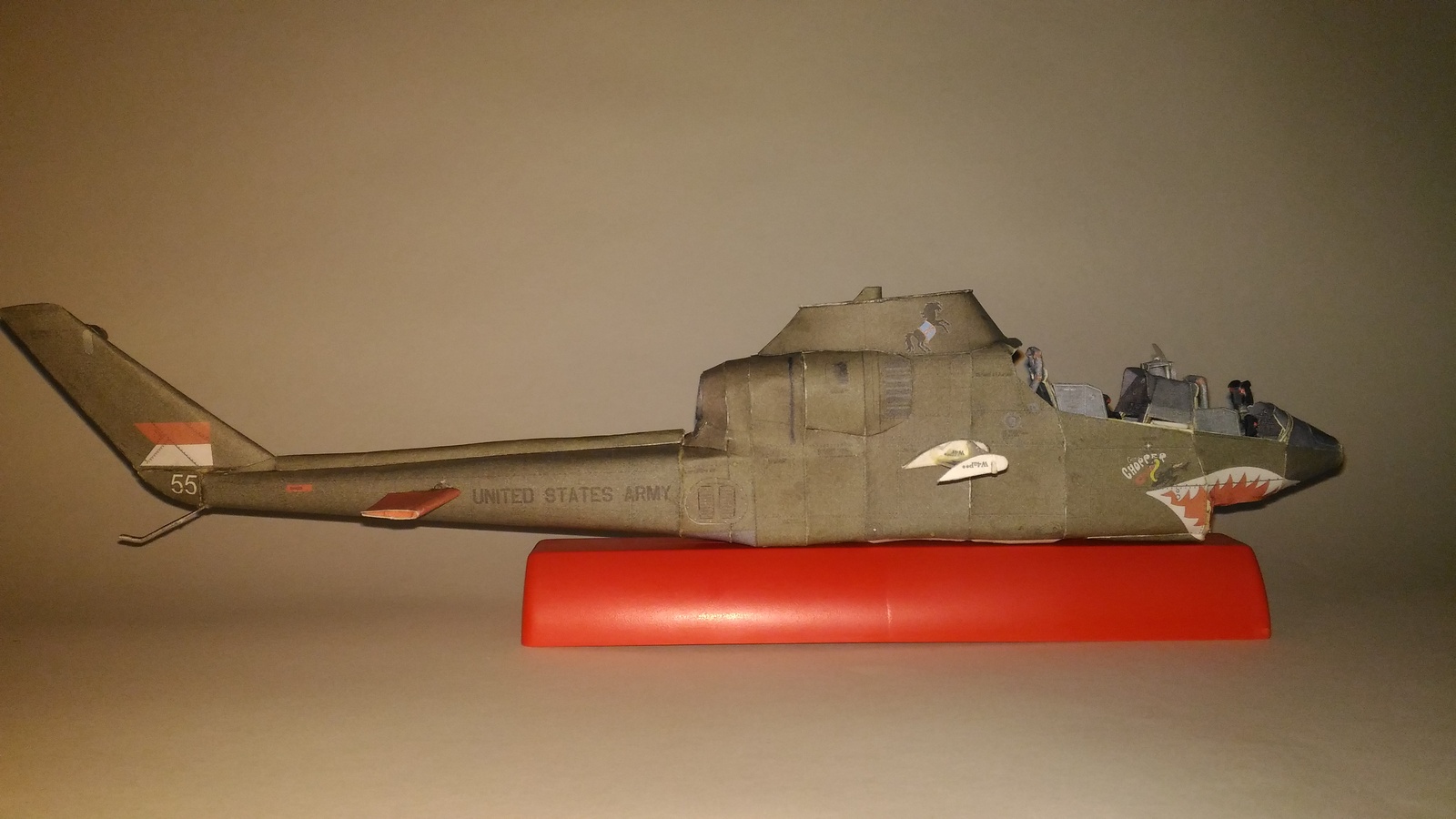 AH-1G made of paper - part one: cockpit and fuselage - My, Modeling, Paper modeling, Aviation, Vietnam, Longpost, Papercraft