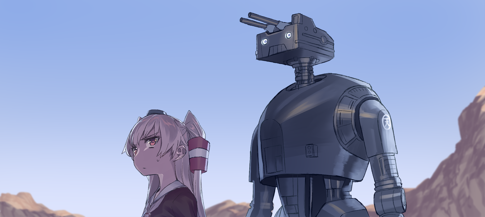 Amatsukaze and K-2SO Rensouhou kun (Crossover Kantai collection x Rogue One: A Star Wars Story) - Kantai collection, Anime art, Amatsukaze, Rensouhou-Kun, K2so, Star Wars: Rogue One, Crossover, Kanmusu, Crossover