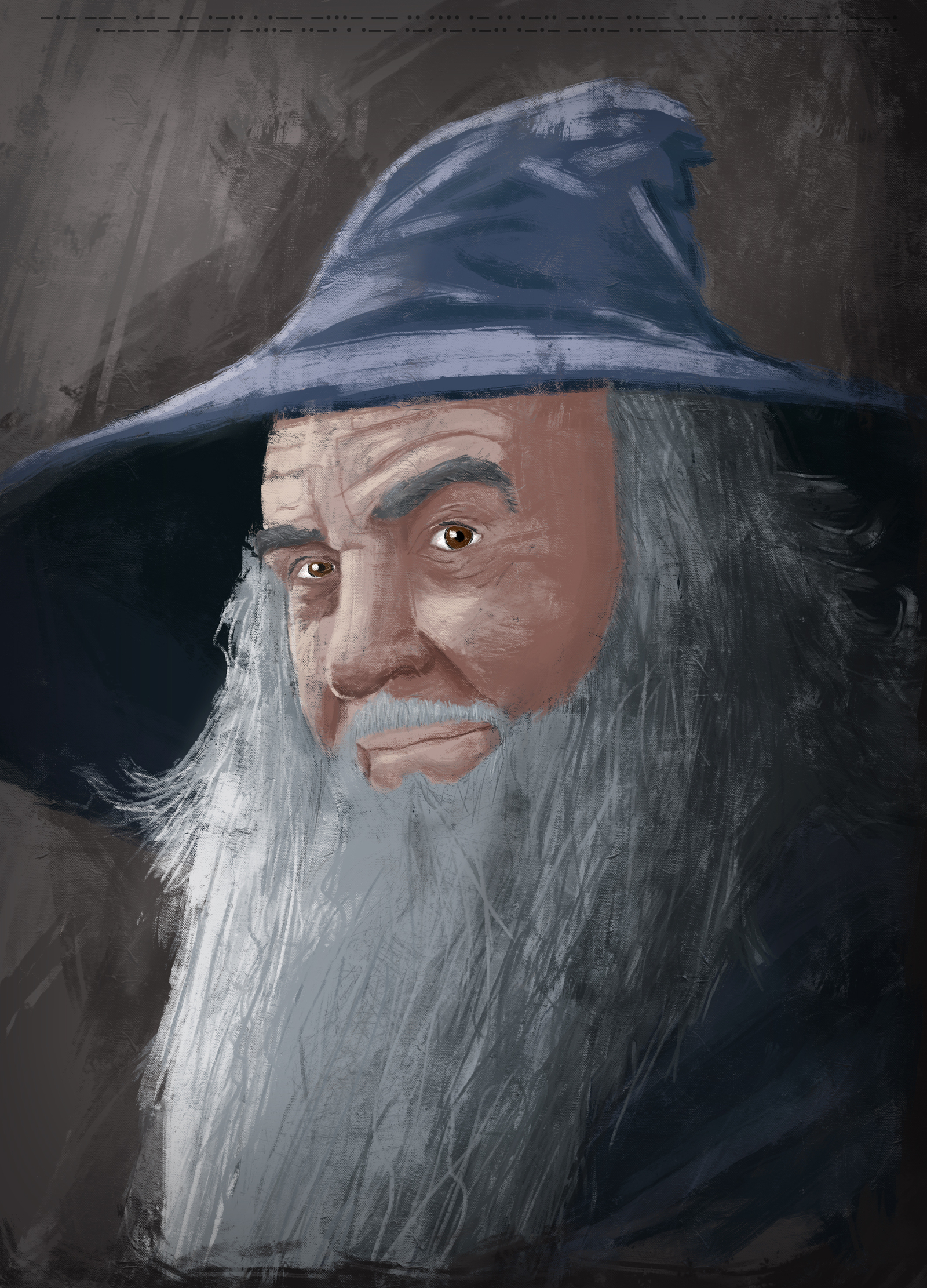 Sean Connery as Gandalf. Digital drawing. - My, Art, Drawing, Gandalf, Sean Connery, Lord of the Rings, Creation