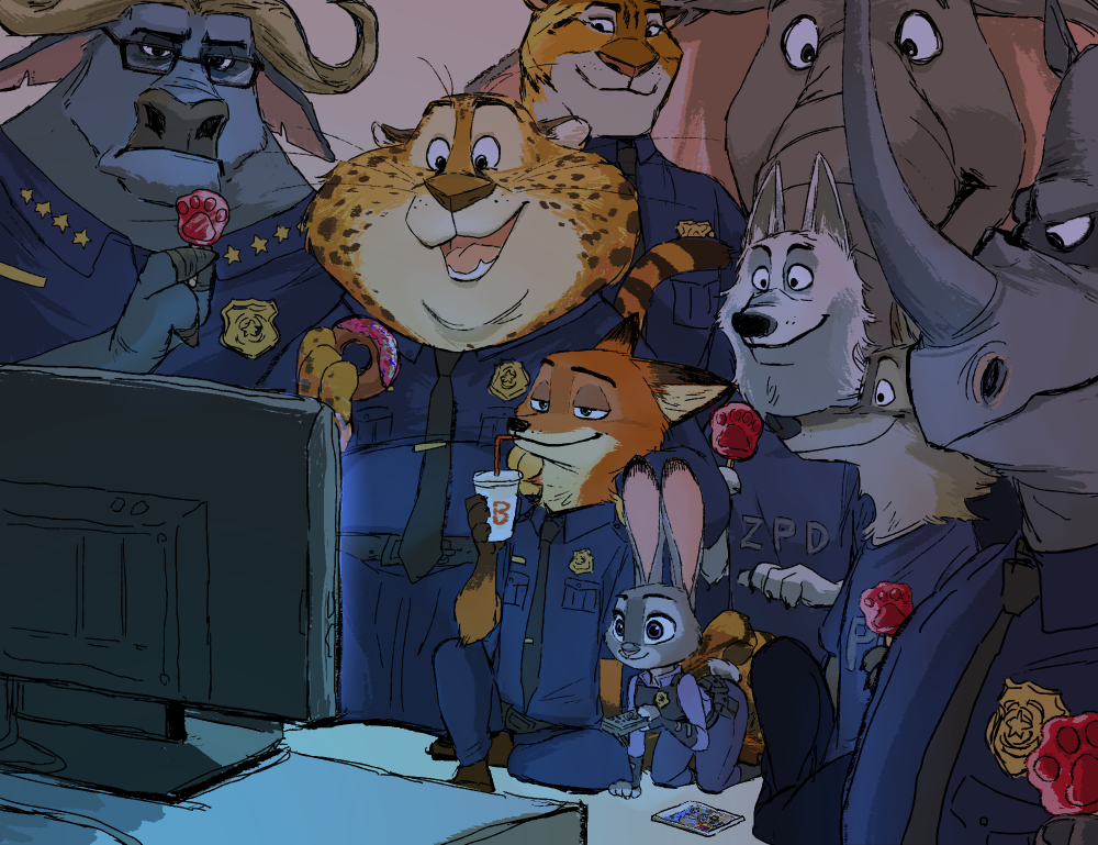 police - Art, Zootopia, Police, TV set, Nick and Judy, Claw, Captain Buffaloson