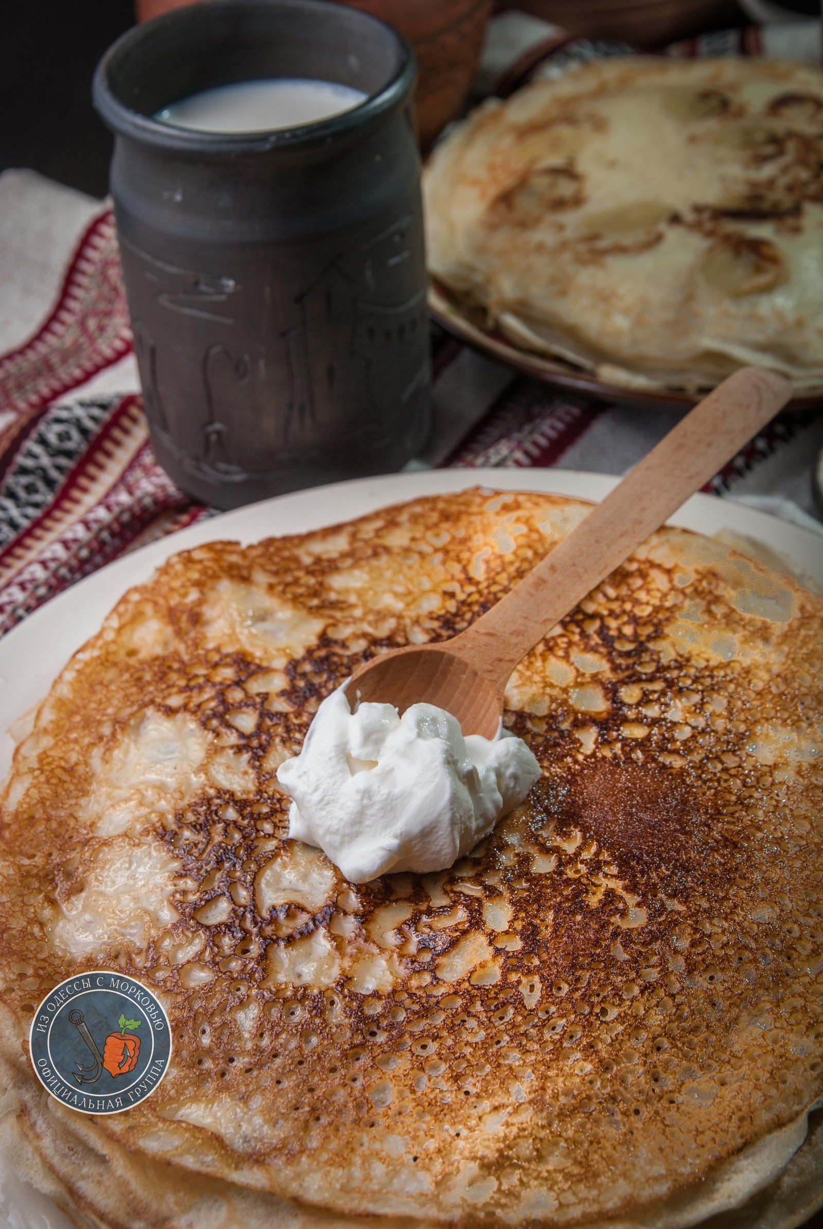 Simple pancakes on kefir. - My, Maslenitsa, Pancakes, From Odessa with carrots, Recipe, Cooking, Food, Longpost