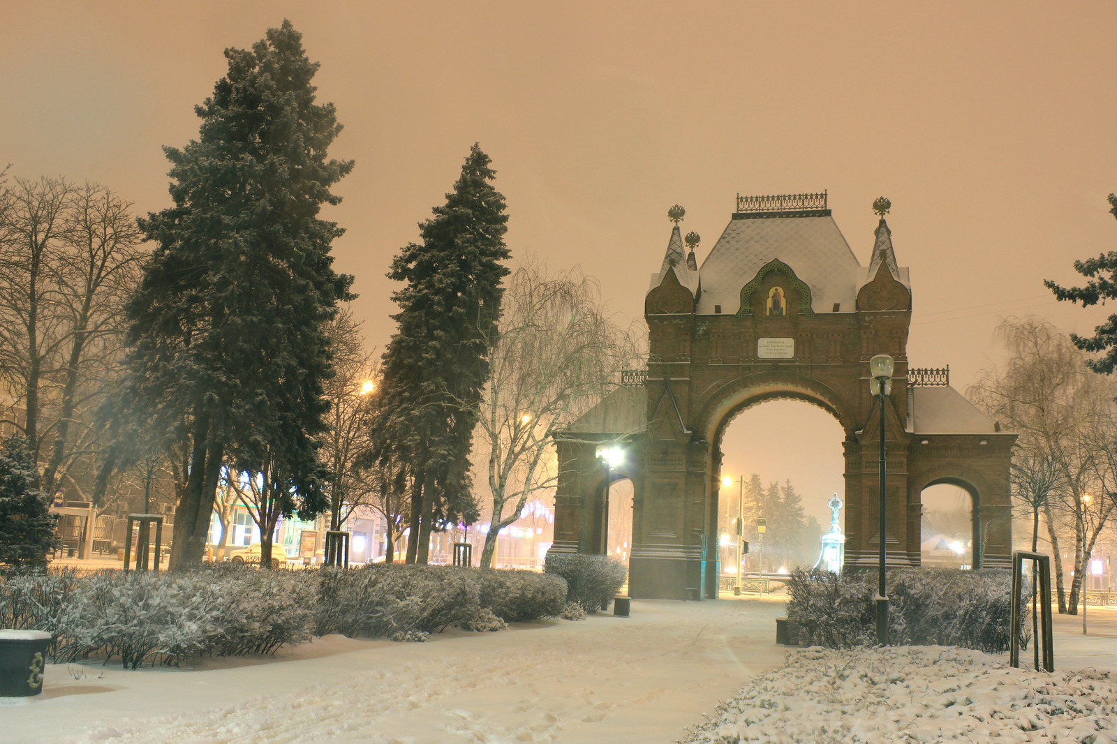 Night Krasnodar in the snow - My, Krasnodar, Snow, Snowfall, , beauty, The photo, Night, Longpost