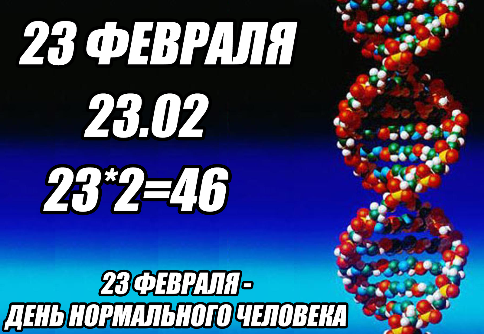 23 ФЕВРАЛЯ - ДЕНЬ НОРМАЛЬНОГО ЧЕЛОВЕКА - Моё, 23 февраля, Праздники, День Защитника Отечества, Хромосомы, ДНК