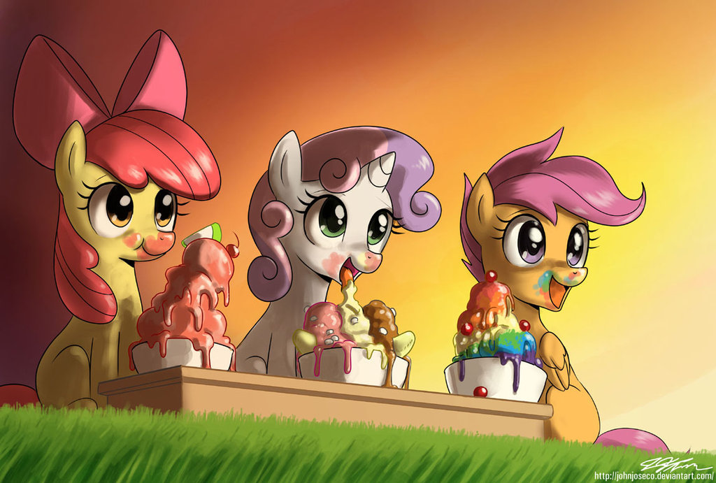 Never Too Much Ice Cream - My little pony, PonyArt, Sweetie belle, Applebloom, Scootaloo, Cutie mark crusaders, John joseco