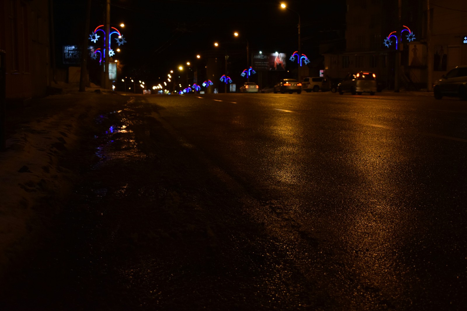 Night roads of Voronezh. - My, The photo, Night, Road, Darkness, Longpost