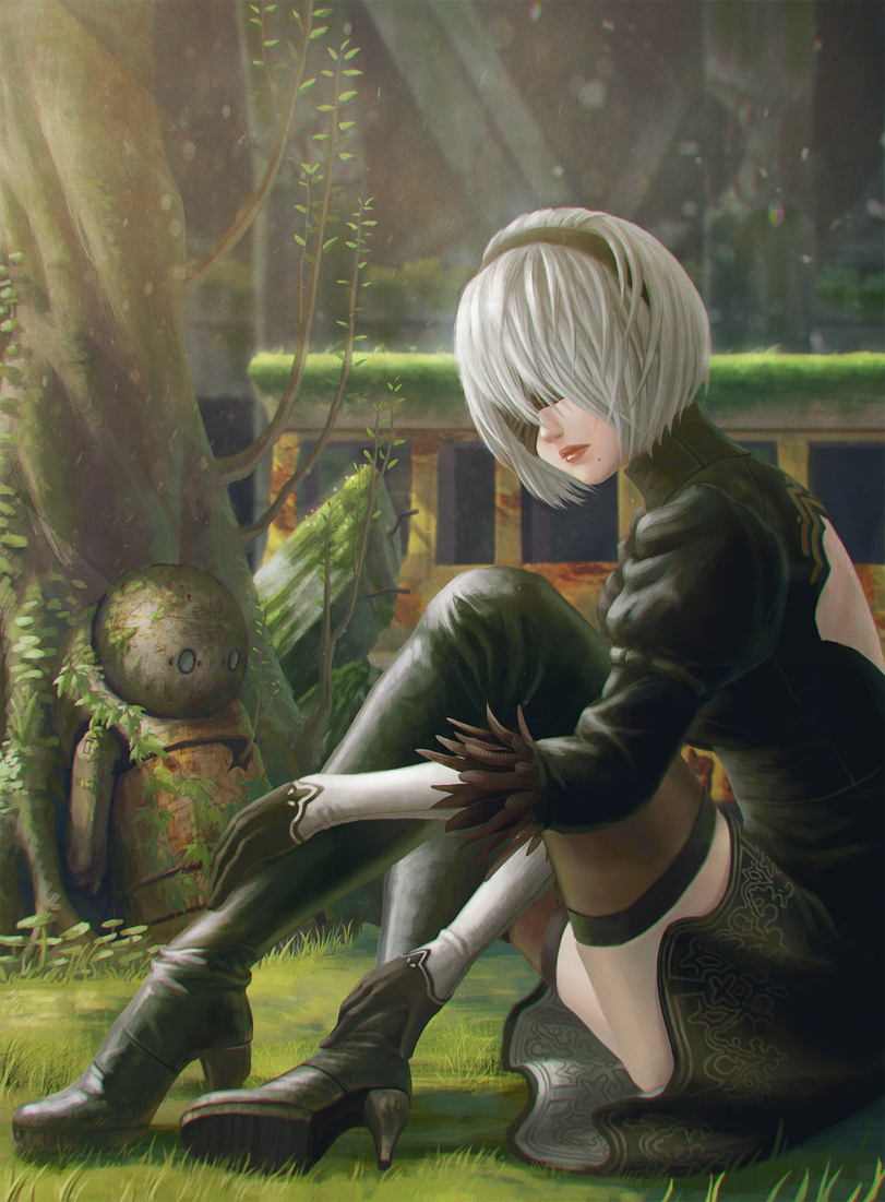 Очаровательный андроид на страже человечества. - NSFW, NIER Automata, Yorha no 2 type B, Yorha unit No 2 type B, Yorha unit no 9 type S, NIER, Попа, Game Art, Игры, Длиннопост