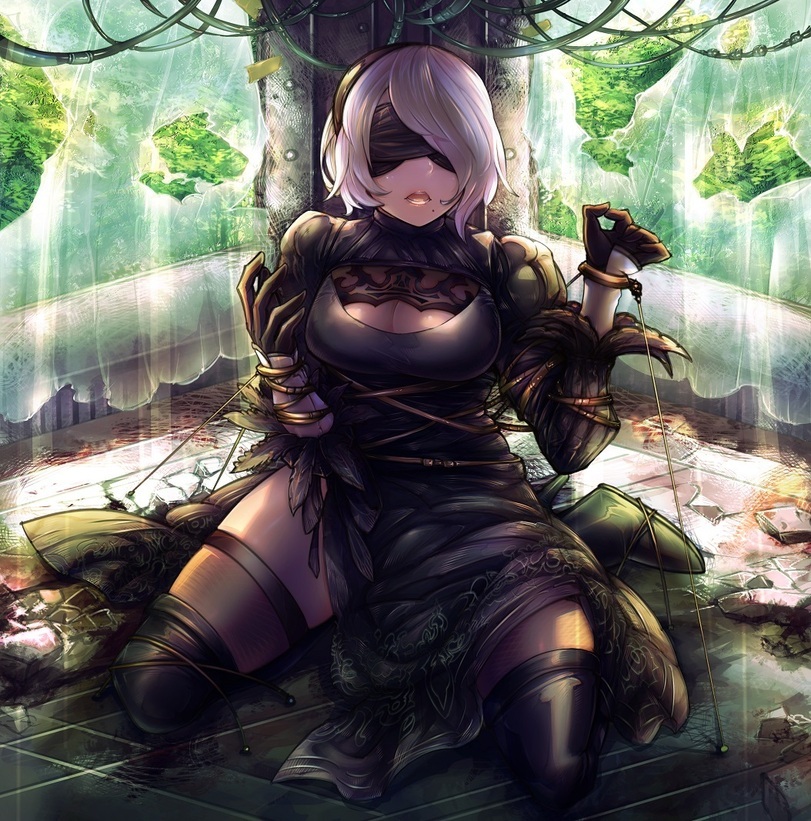 Очаровательный андроид на страже человечества. - NSFW, NIER Automata, Yorha no 2 type B, Yorha unit No 2 type B, Yorha unit no 9 type S, NIER, Попа, Game Art, Игры, Длиннопост