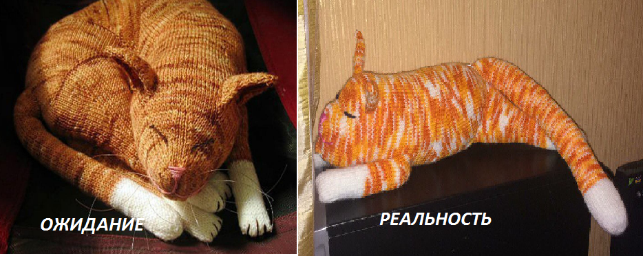 When I decided to knit a cat... - My, cat, Knitting, Expectation, Reality, Horror, Arms, Handmade