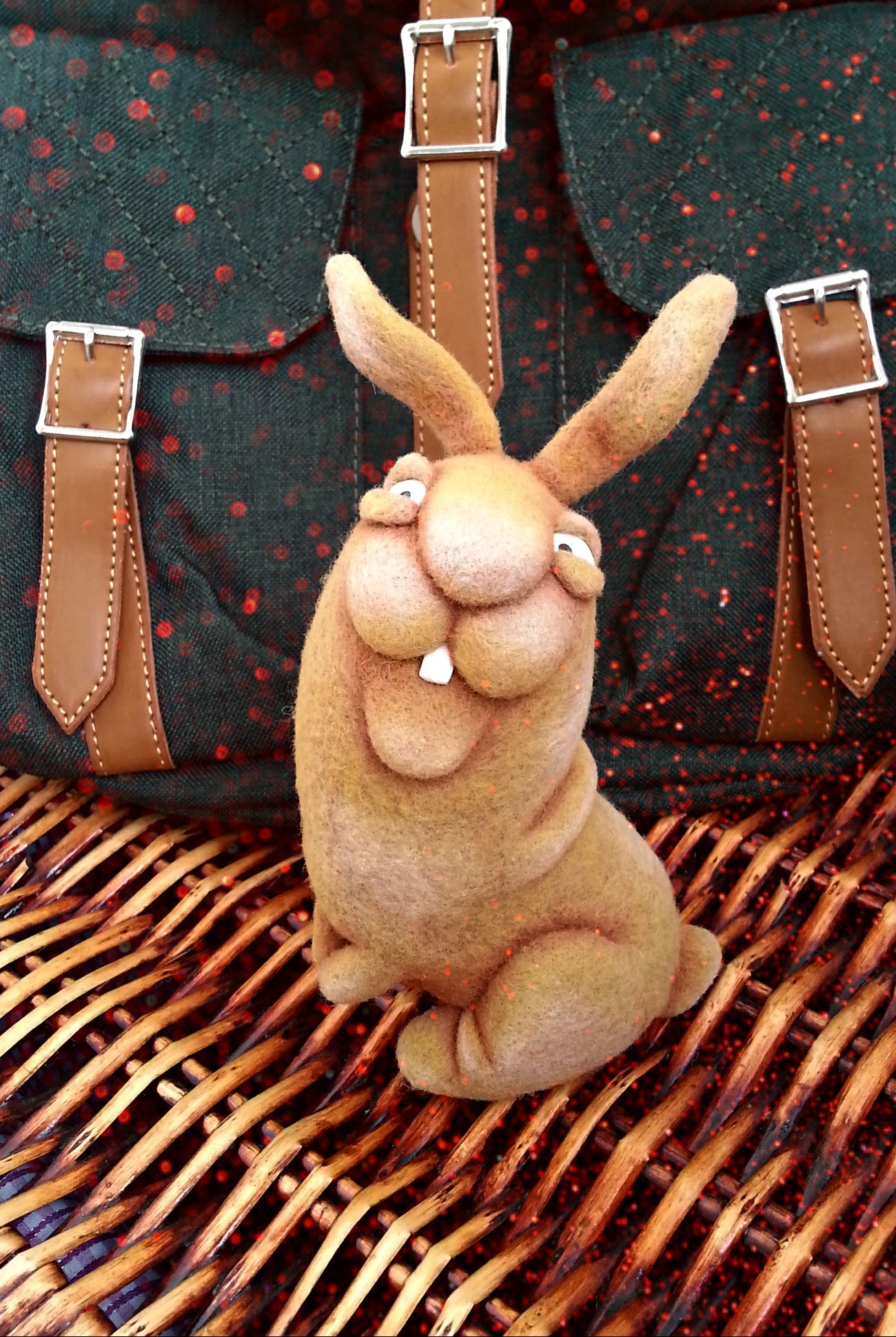 Bunny with a hangover :) - My, Wallow, Author's toy, Needlework, Felt, , Wool toy, Handmade, Hobby, Longpost