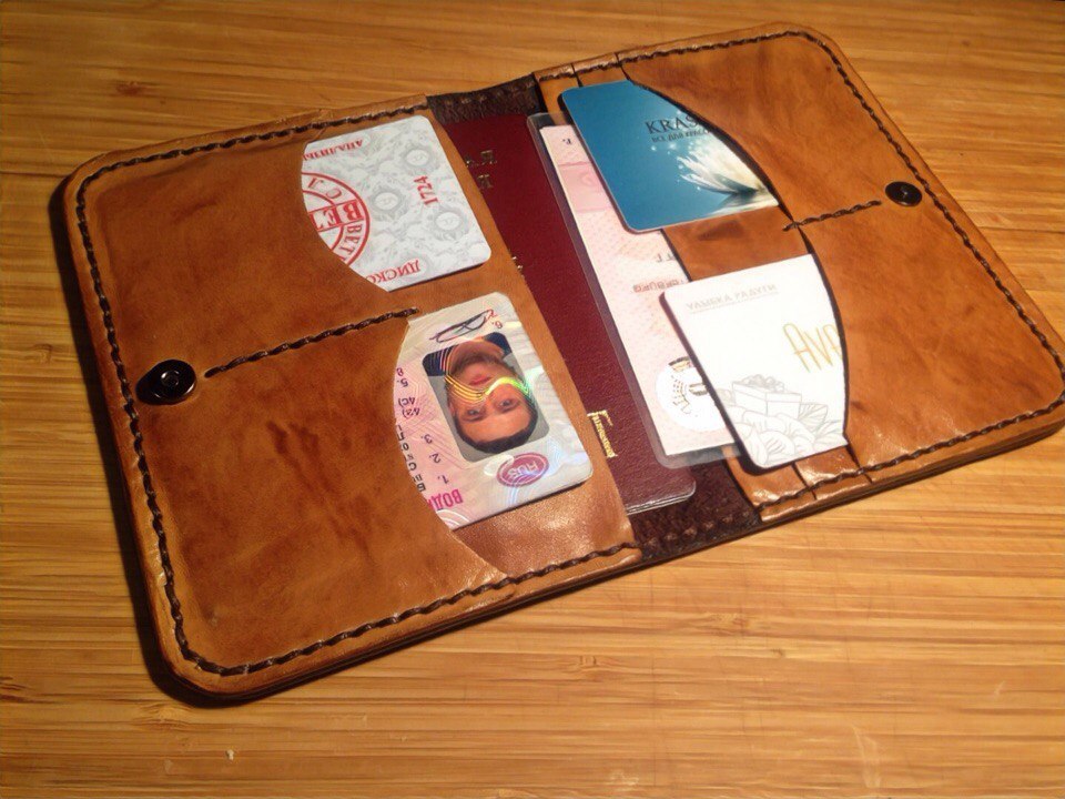 Fancy seam - My, Wallet, Handmade, Leather, Russia, Clutch, Сумка