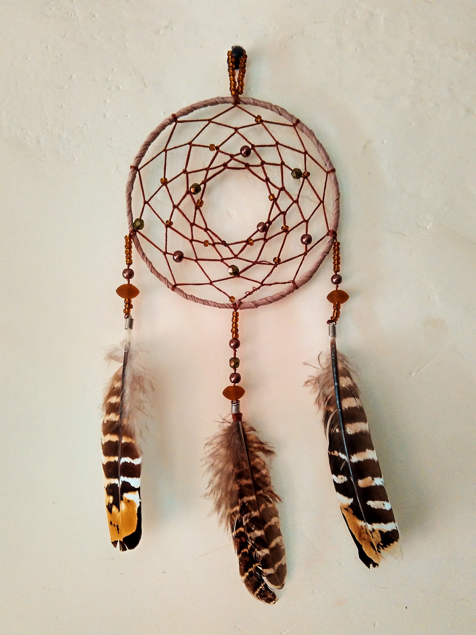 My first dream catcher - My, Dreamcatcher, Weaving, Tags are clearly not mine, Longpost