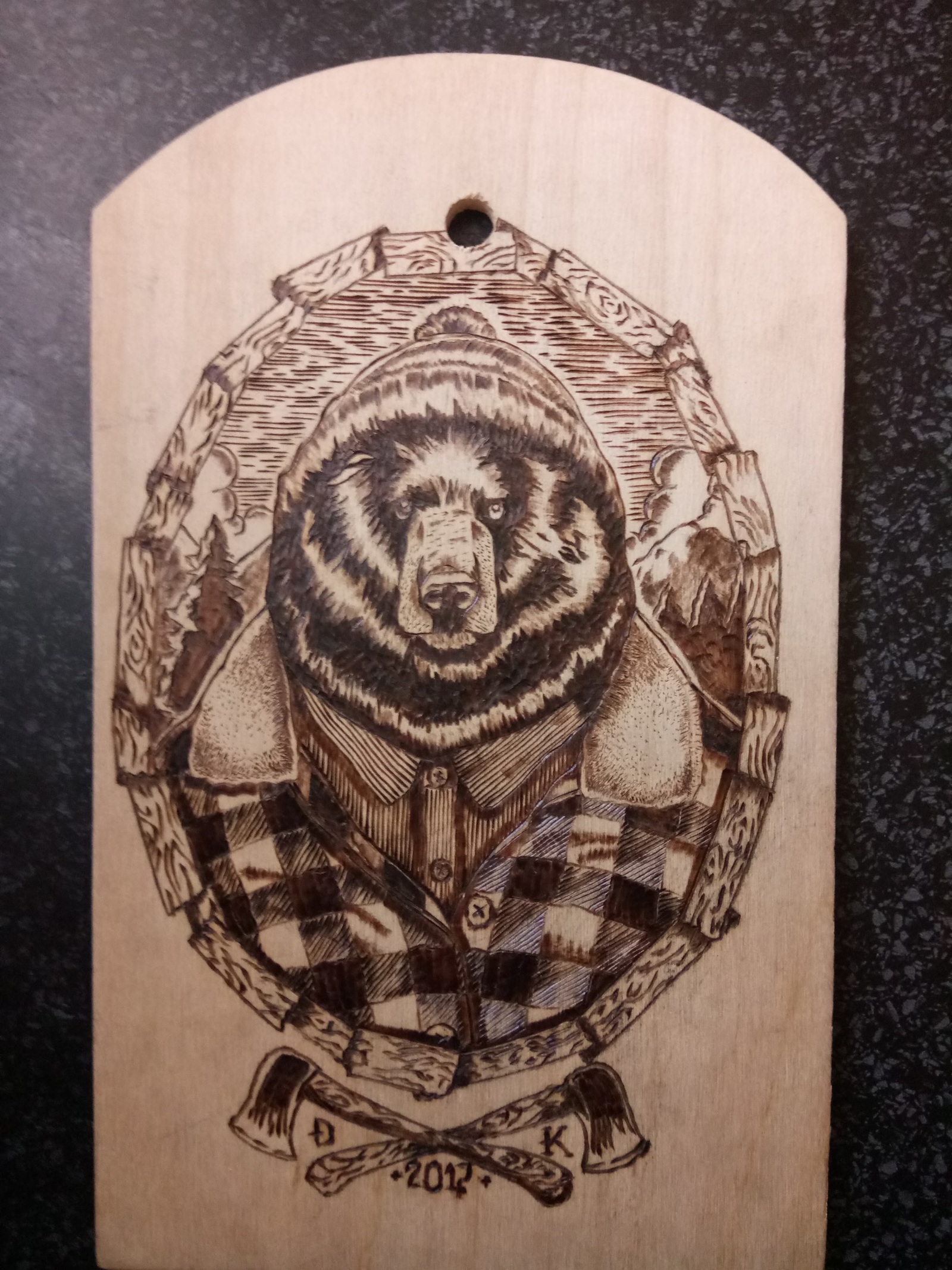 My first burning experience - My, My, Pyrography, The Bears, Forest, The mountains, , Fire, Tree, Longpost, Arms