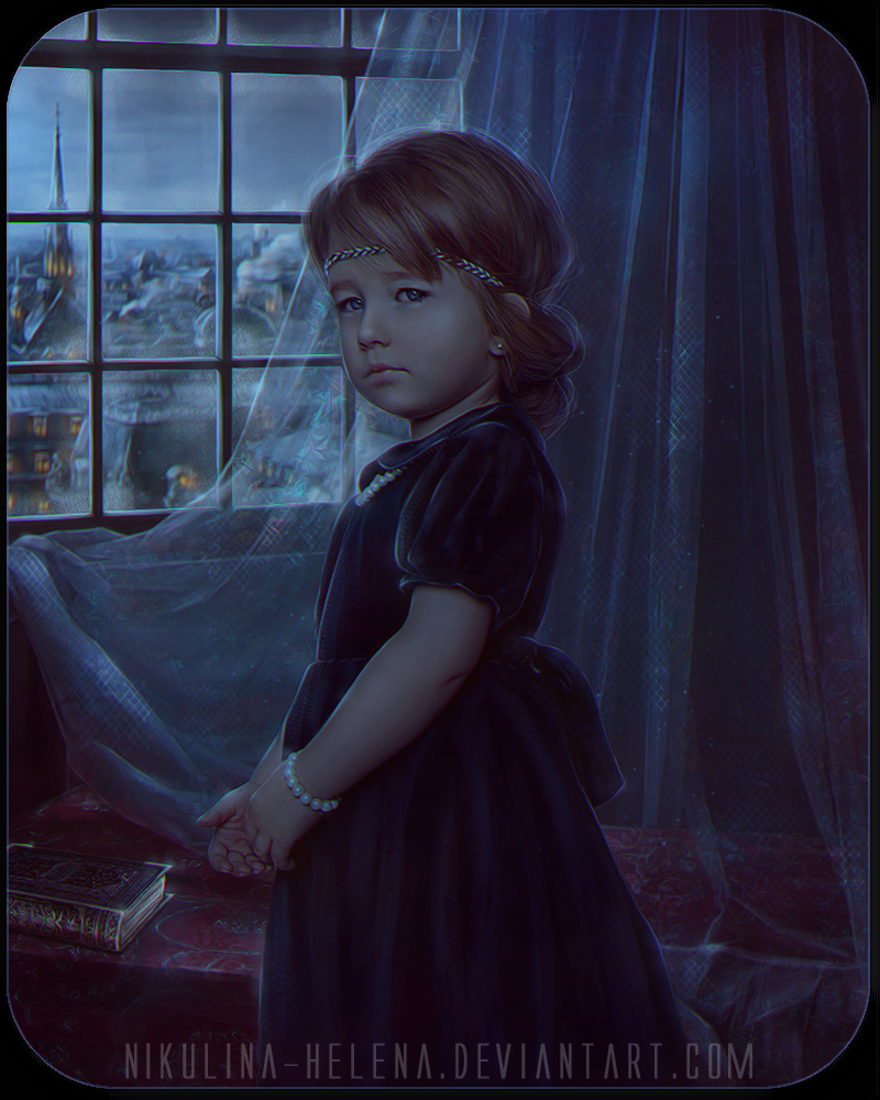 Child of the Night. - My, Art, Girl, Night, Town, Bedroom, Vampires, Elena Nikulina