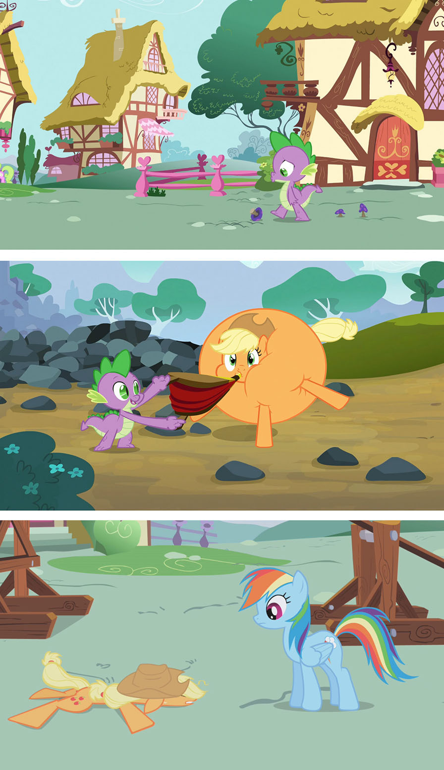 Come up with a text for the picture 28 - My little pony, , Spike, Applejack, Rainbow dash