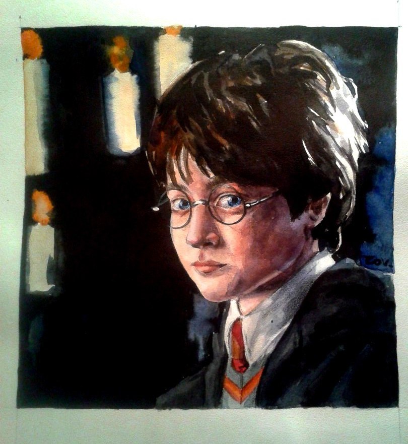 Favorite trinity - My, Watercolor, Portrait, Harry Potter, Creation, Longpost