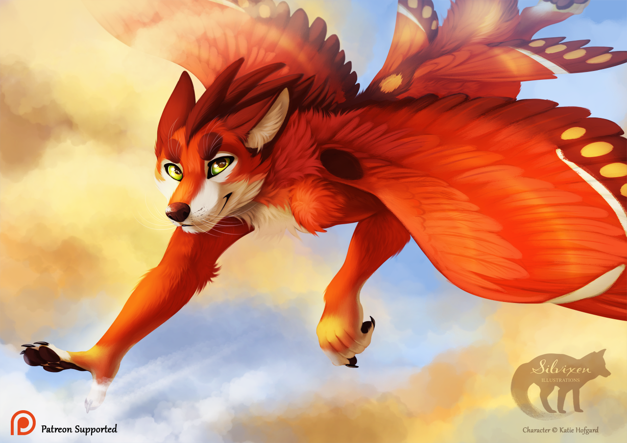 Flight - Wolf, Wings, Furry, Art, Silvixen