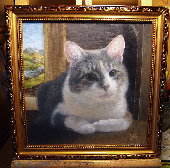 Cat: oil painting, or Renaissance experience - My, cat, Oil painting, Painting, Renaissance, Albrecht Durer, Longpost