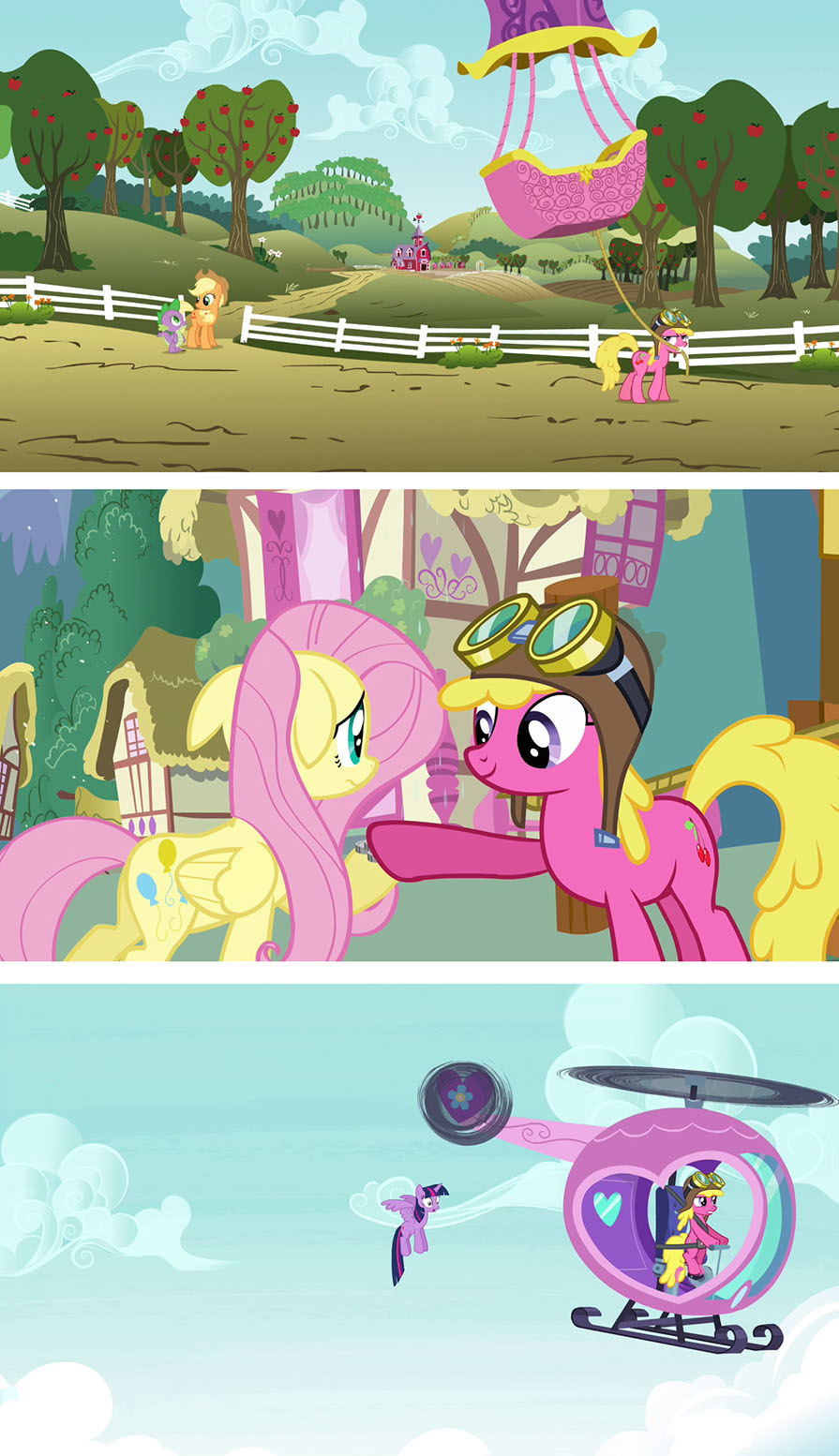 Come up with a text for the picture 29 - My little pony, , Cherry Berry, Fluttershy, Twilight sparkle, Applejack, Spike