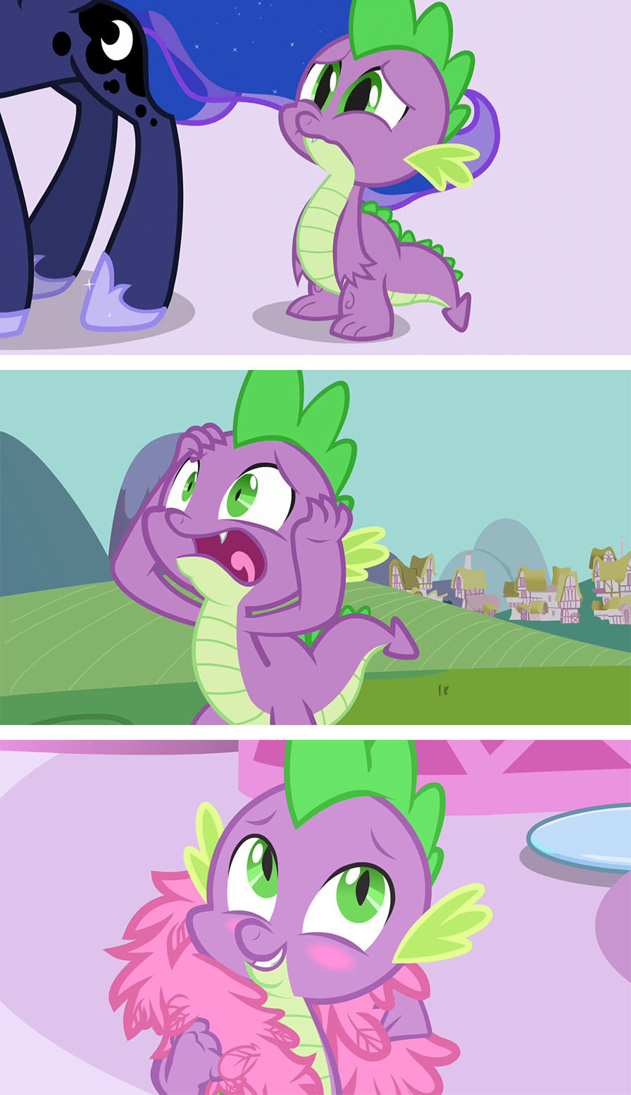 Come up with a text for the picture 30 - My little pony, , Spike, Princess luna