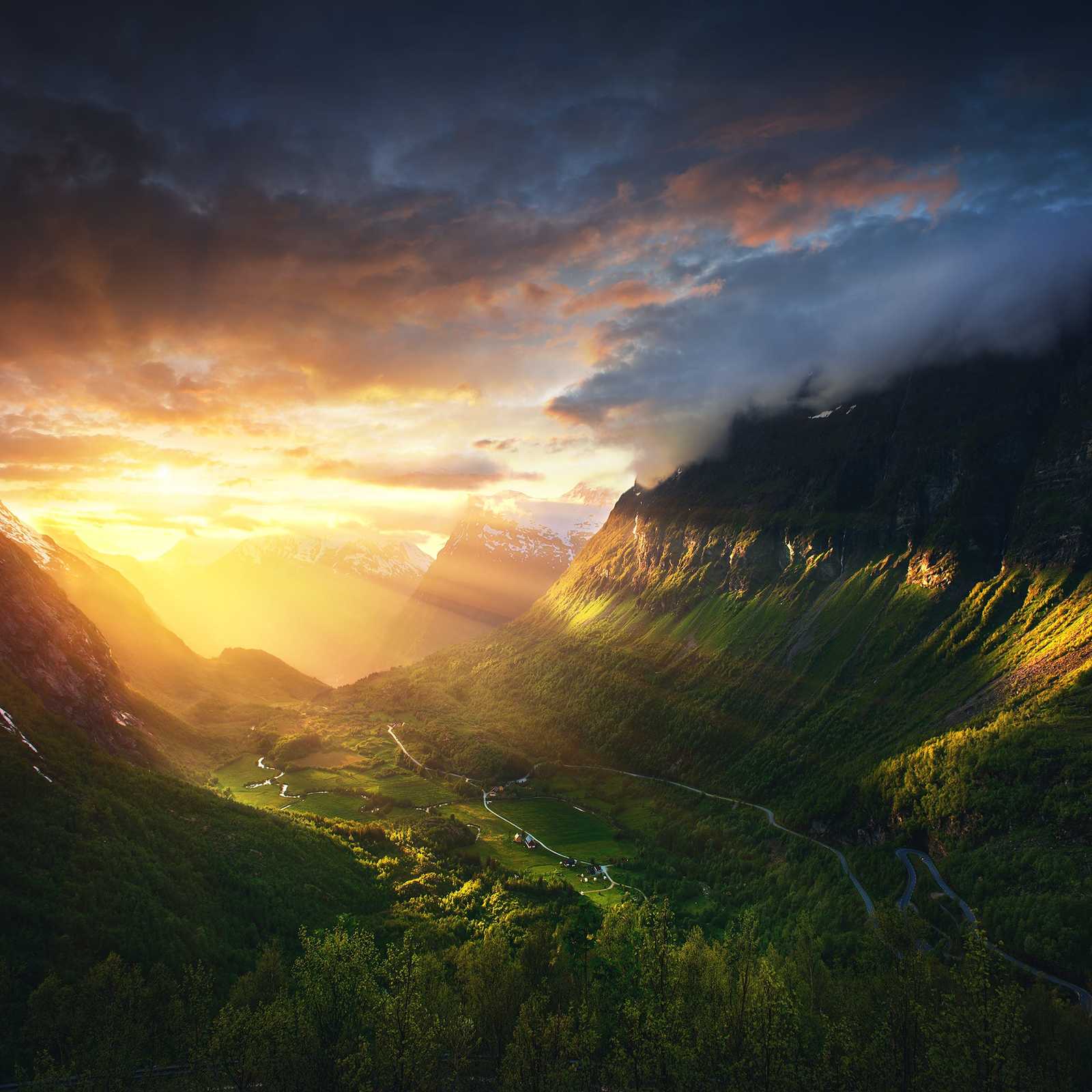 Geirangerfjord, Norway. - The photo, Landscape, Norway, The mountains, Valley, The sun