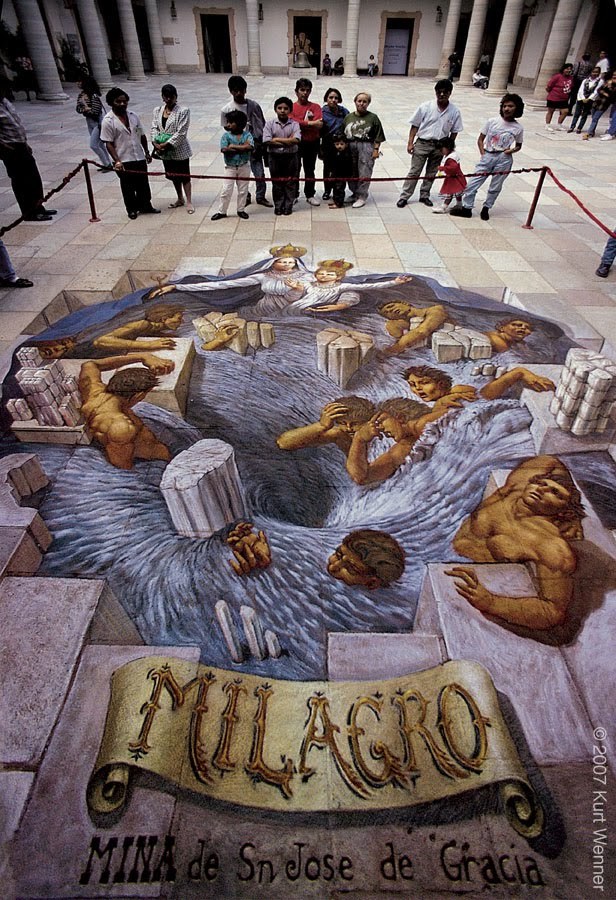 3D drawings on asphalt with chalk by Kurt Wenner - Painting, 3D, Art, Longpost