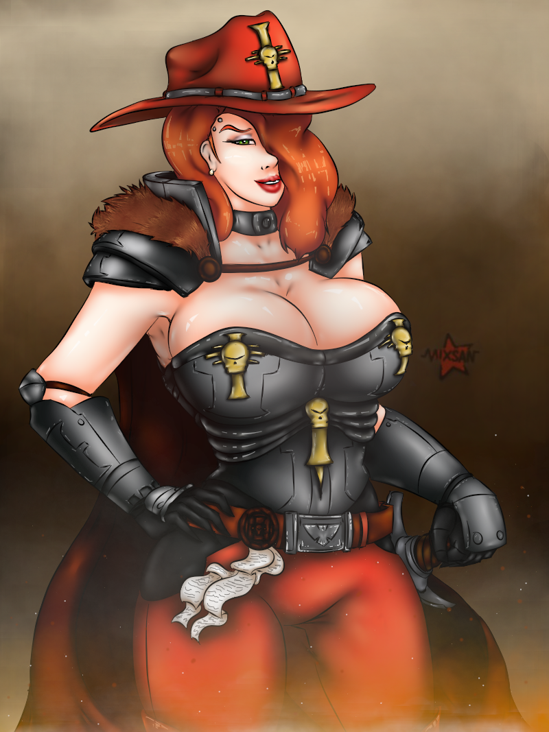 Jessica the Inquisitor - My, Warhammer 40k, Jessica Rabbit, Crossover, Inquisitor, Drawing