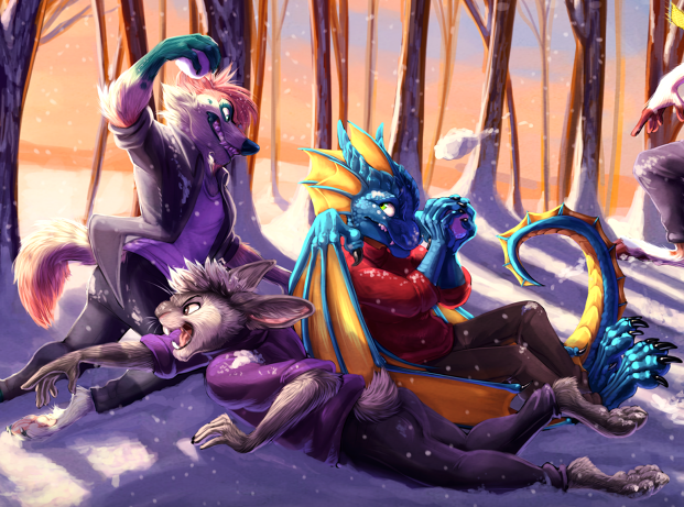 Snowball game - Furry, Art, Snow, Forest, Winter, Skiaskai