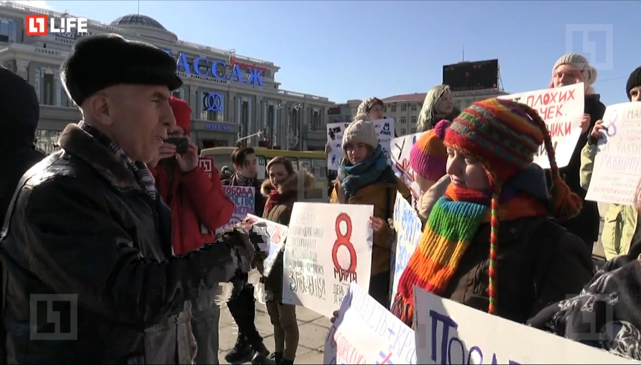 Feminists hold anti March 8 in Yekaterinburg. - March 8, Feminists