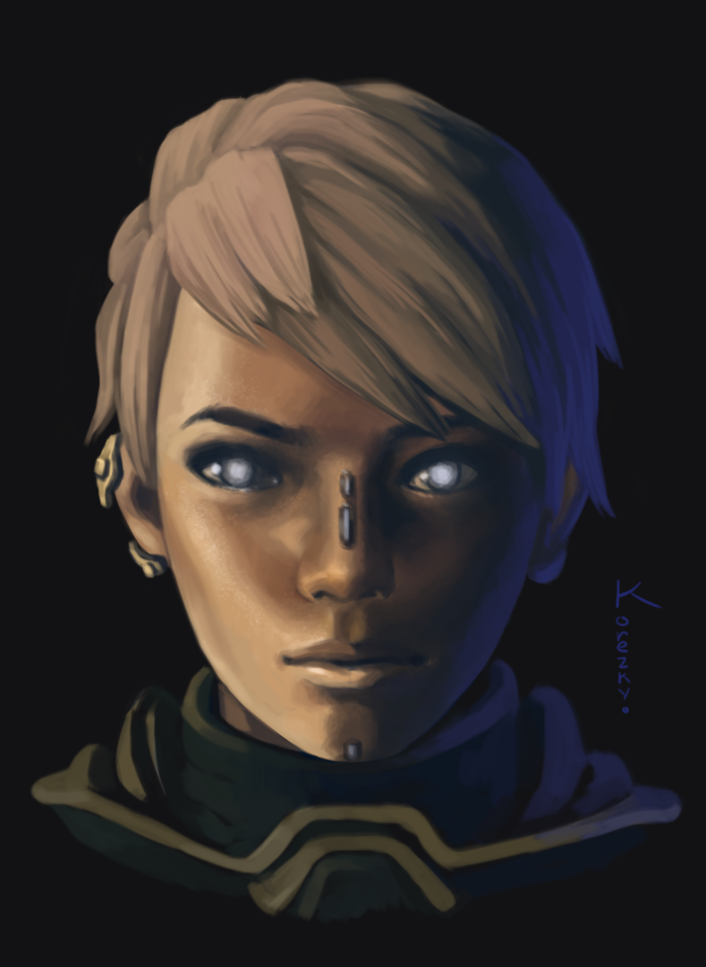 Tenno Portrait - My, Digital, Warframe, Photoshop, Longpost