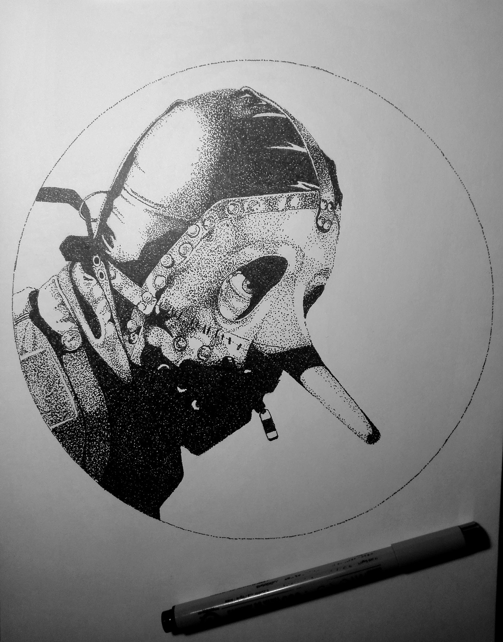 Chris Fehn - Моё, Рисунок, Арт, Dotwork, Slipknot, Моё, Срисовка