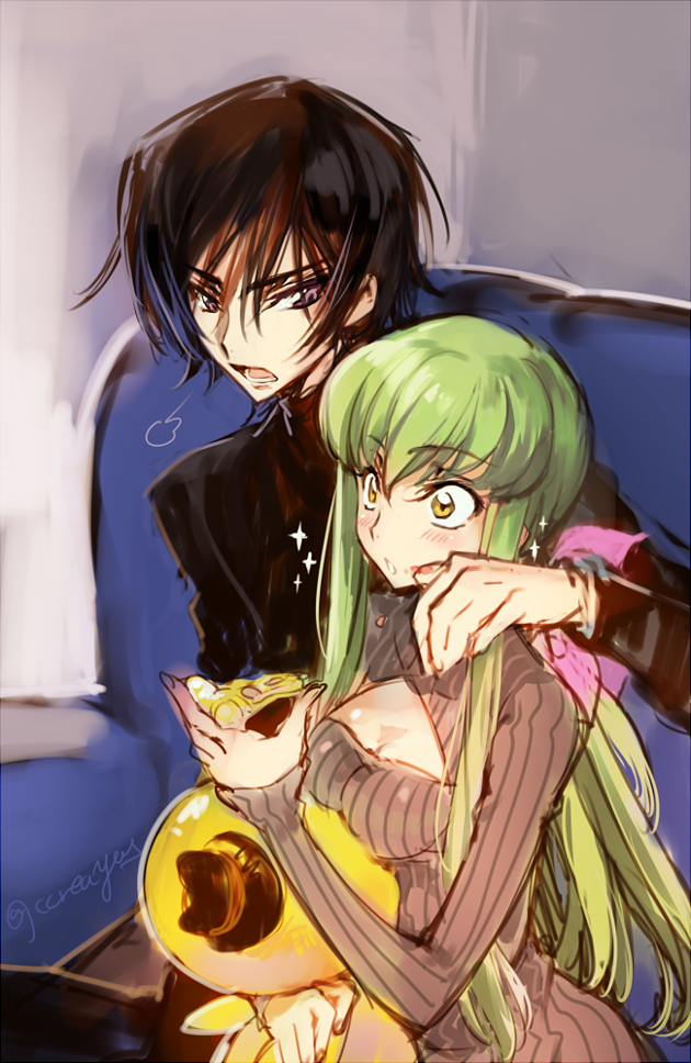 Code Geass. Lelouch / C.C. - Аниме, Code Geass, Lelouch Lamperouge, Zero, Lelouch VI Britannia, Пиццеедка, Бессмертная Ведьма, Anime Art, Длиннопост