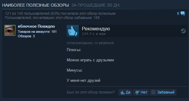 Comment smiled - Steam, Comments, Loneliness