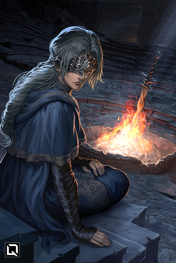 I tend to the flame, and tend to thee - Art, Games, Dark souls, Dark souls 3, Fire keeper, Quirkilicious