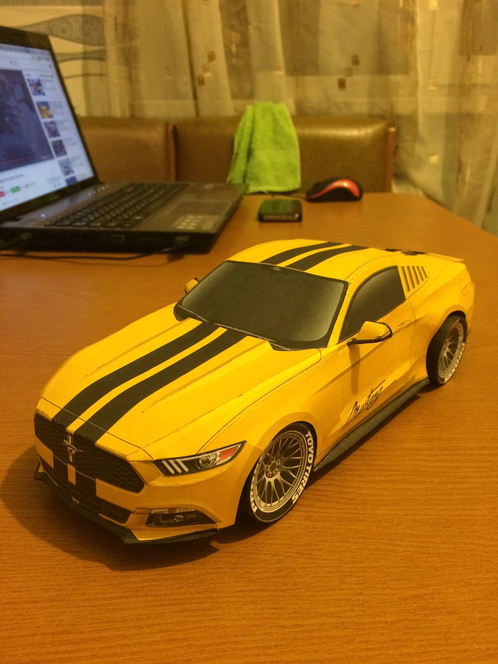 Ford Mustang 2015' - My, Ford, Ford mustang, , 1:18, Papercraft, Car modeling, Mustang, Longpost