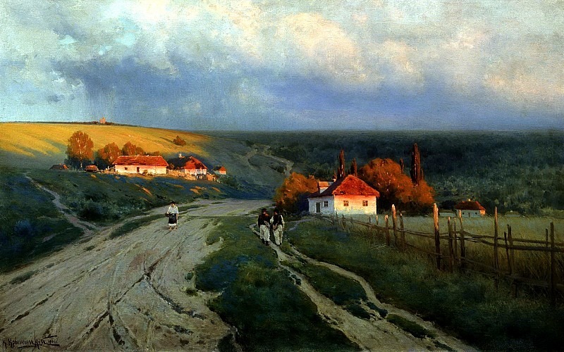 Konstantin Kryzhitsky. Evening in Ukraine. 1901 - Painting, Painting