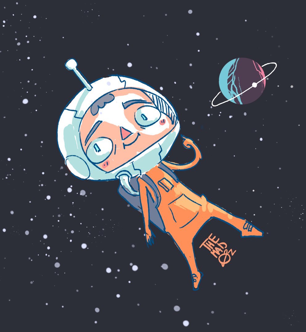 I'm in space, illustration - My, Art, Drawing, Artist, Space, Космонавты