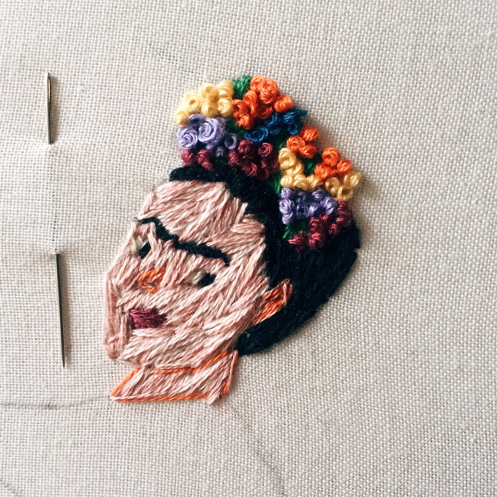 Frida Kahlo - My, Embroidery, Satin stitch embroidery, Frida Kahlo, Needlework, Needlemen, Handmade, With your own hands, 